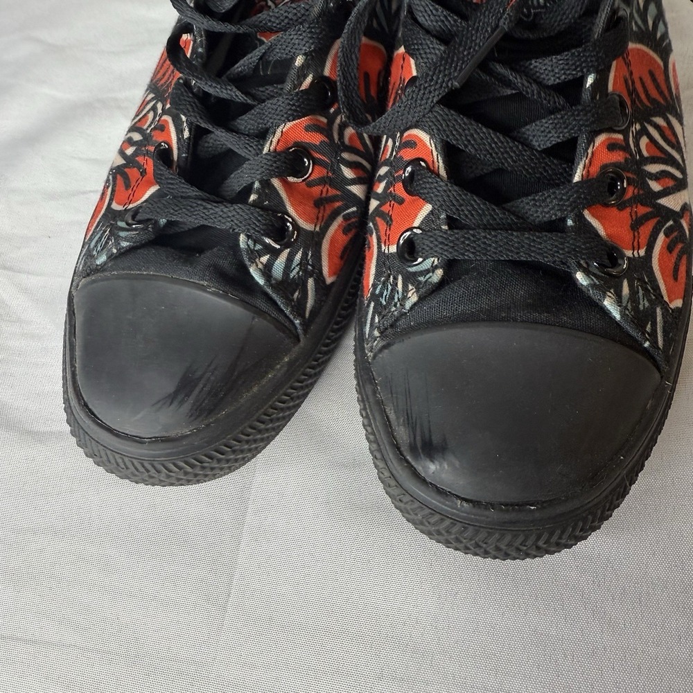 Raad Traditional Red Flower Dagger Black High Top Sneakers Shoes Womens 9.5 - Picture 8 of 14